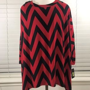 Investments Red Black Tunic Blouse "NEW" 2X